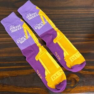 The Office Dundie Award Dunder Mifflin Purple Yellow Socks Novelty Fandom Work